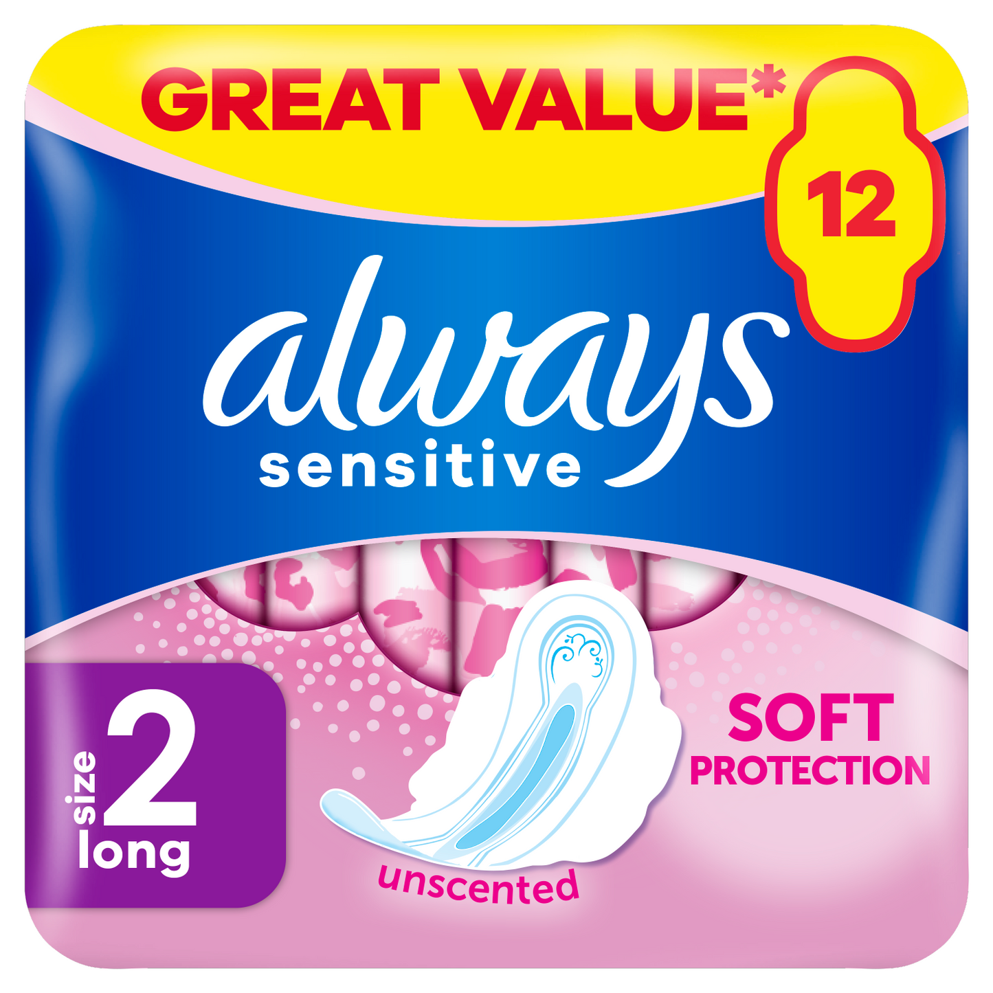 Always Sensitive Long Plus Pads with Wings 12 Pads