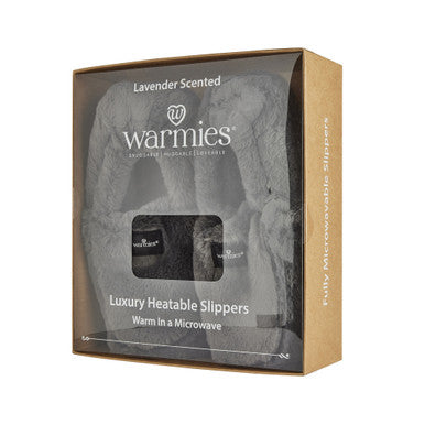 Warmies Fully Heatable Luxury Slippers with French Lavender - Steel Grey